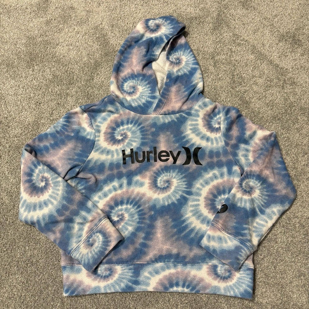 Hurley Blue & Pink Spiral Tie-Dye Hoodie/sweatshirt girls size medium 8/10